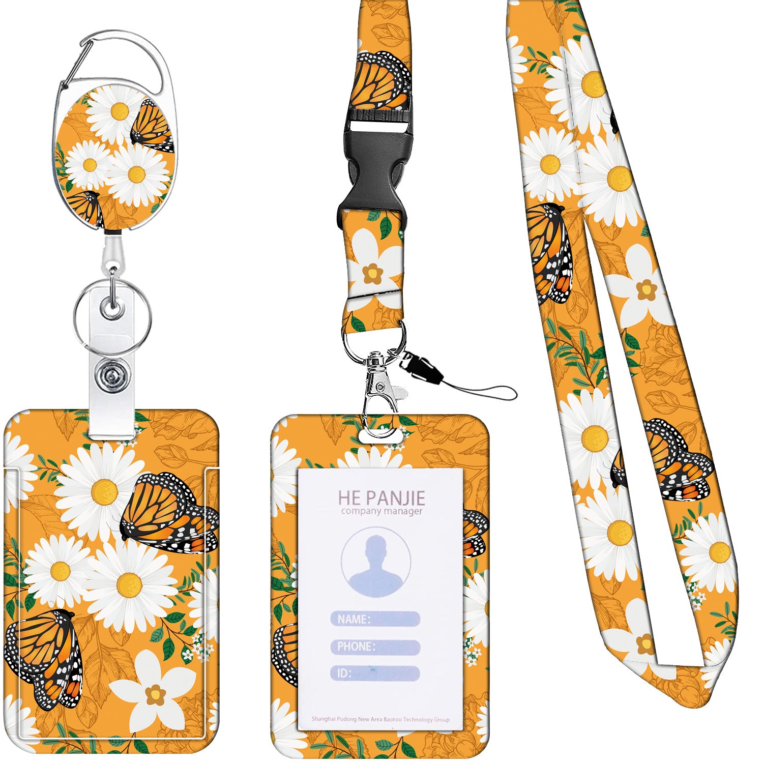 Wholesale Badge Reels ABS Butterfly Card Holder Retractable Keychain